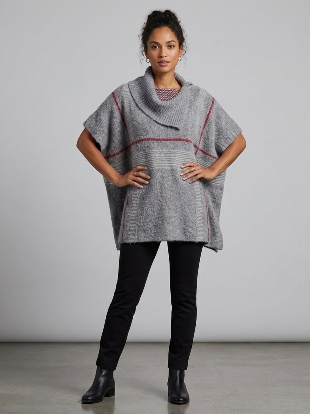 Arianna by Howard’s Fuzzy Soft Plaid Loose Fit Knit Business Casual Sweater OS